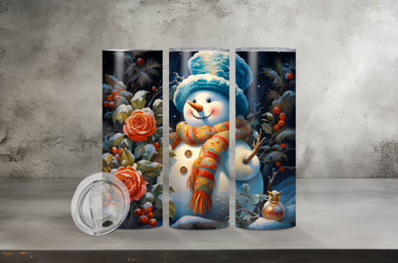 Snowman with Night Time Background