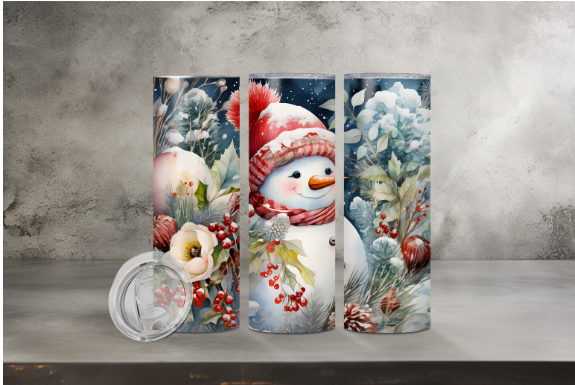 Snowman Red Hat Night Background