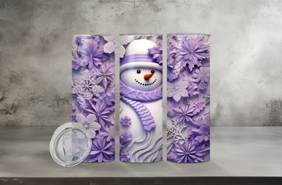 Snowman with Purple Flowers