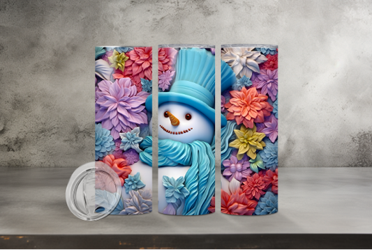 Snowman With Bright Flowers