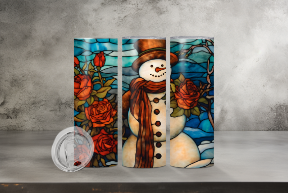 Snowman with Stain Glass