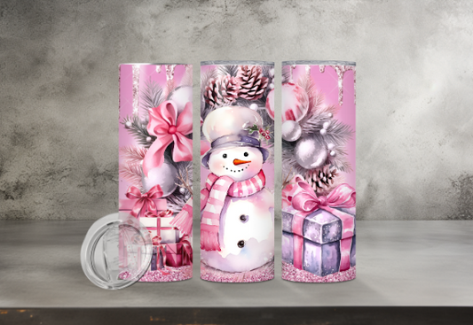 Snowman with Pink Background