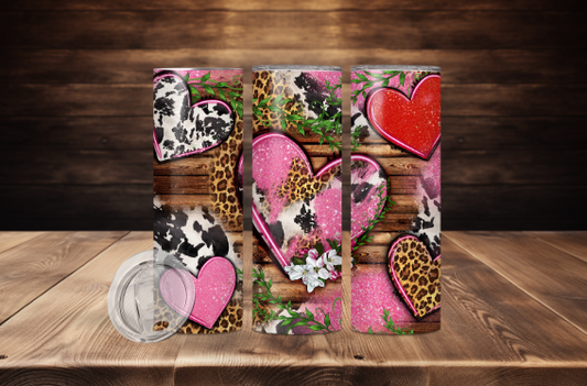 Valentines Hearts, Wood Background