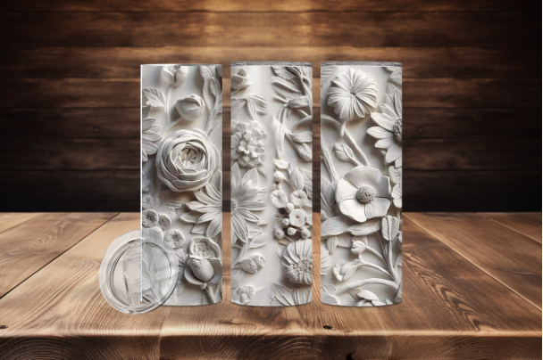 3D White Flowers