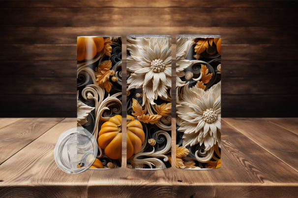 3D Fall Flowers and Pumpkins