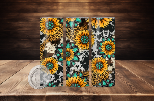 Cowprint with Sunflowers