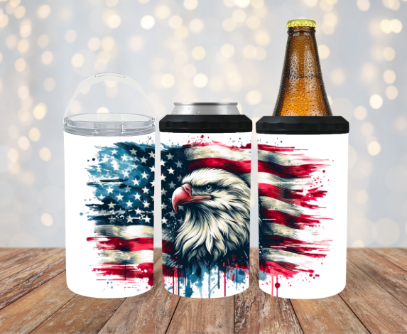 American Eagle with Flag 4 in 1 Koozie