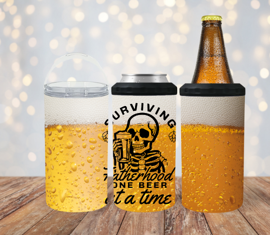 Surviving Fatherhood One Beer at a Time 4 in 1 Koozie