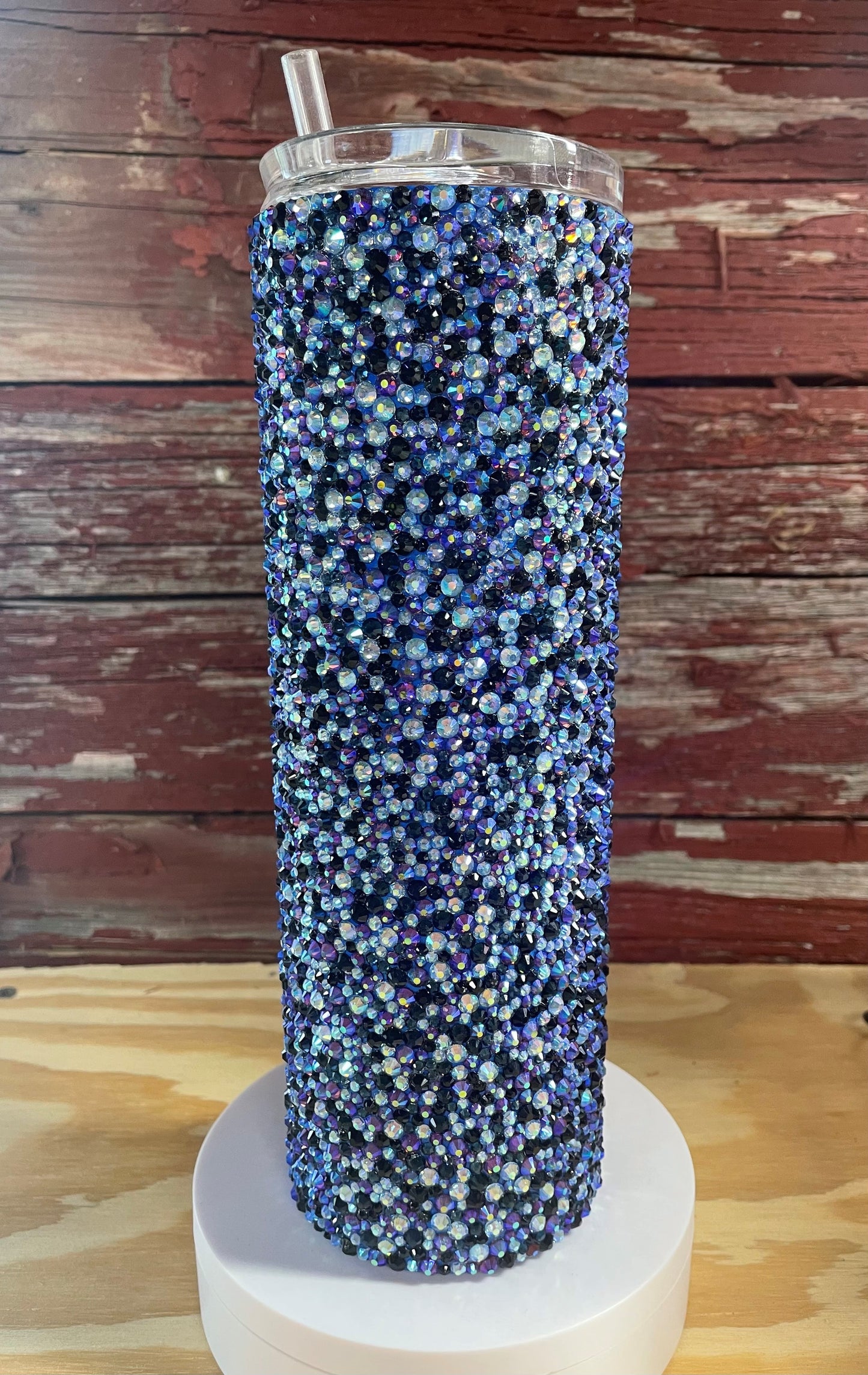 30 Ounce Glass Rhinestone Tumbler Scatter Method